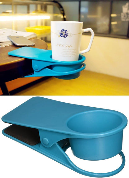 Drink Cup Holder Clip Home Office Table Desk Side Huge Clip Water Drink Beverage Soda Coffee Mug Holder Cup Saucer Clip Design