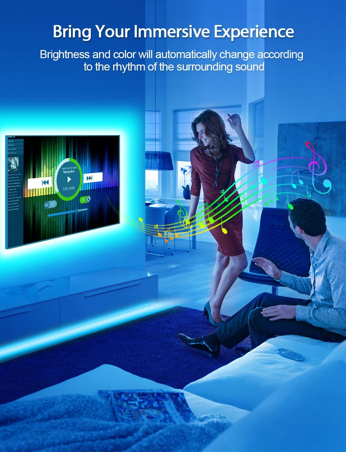 MATICOD LED Lights for TV Led Backlight, 9.84ft RGB Led Strip Lights USB TV Lights Behind 32-43in, APP Remote Control Music Sync TV Led Light for Bedroom Gaming Home Décor