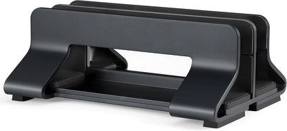 Aluminum Dual Vertical Laptop Stand Dock Holder, Supports 2 Devices, Adjustable Slot Width 15-36mm, Space-Saving Upright Storage for MacBook and Laptops