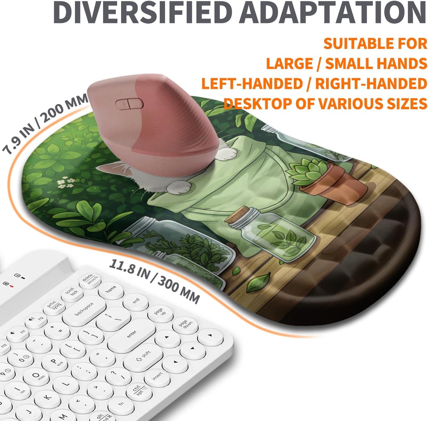 Ergonomic Joint Wrist Support Mouse Pad with Memory Foam Cushion Massage Bump, Carpal Tunnel Pain Relief Mousepad Slope Design for Wrist Rest, 11.8x7.9 in, Black