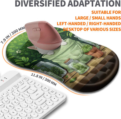 Ergonomic Joint Wrist Support Mouse Pad with Memory Foam Cushion Massage Bump, Carpal Tunnel Pain Relief Mousepad Slope Design for Wrist Rest, 11.8x7.9 in, Black