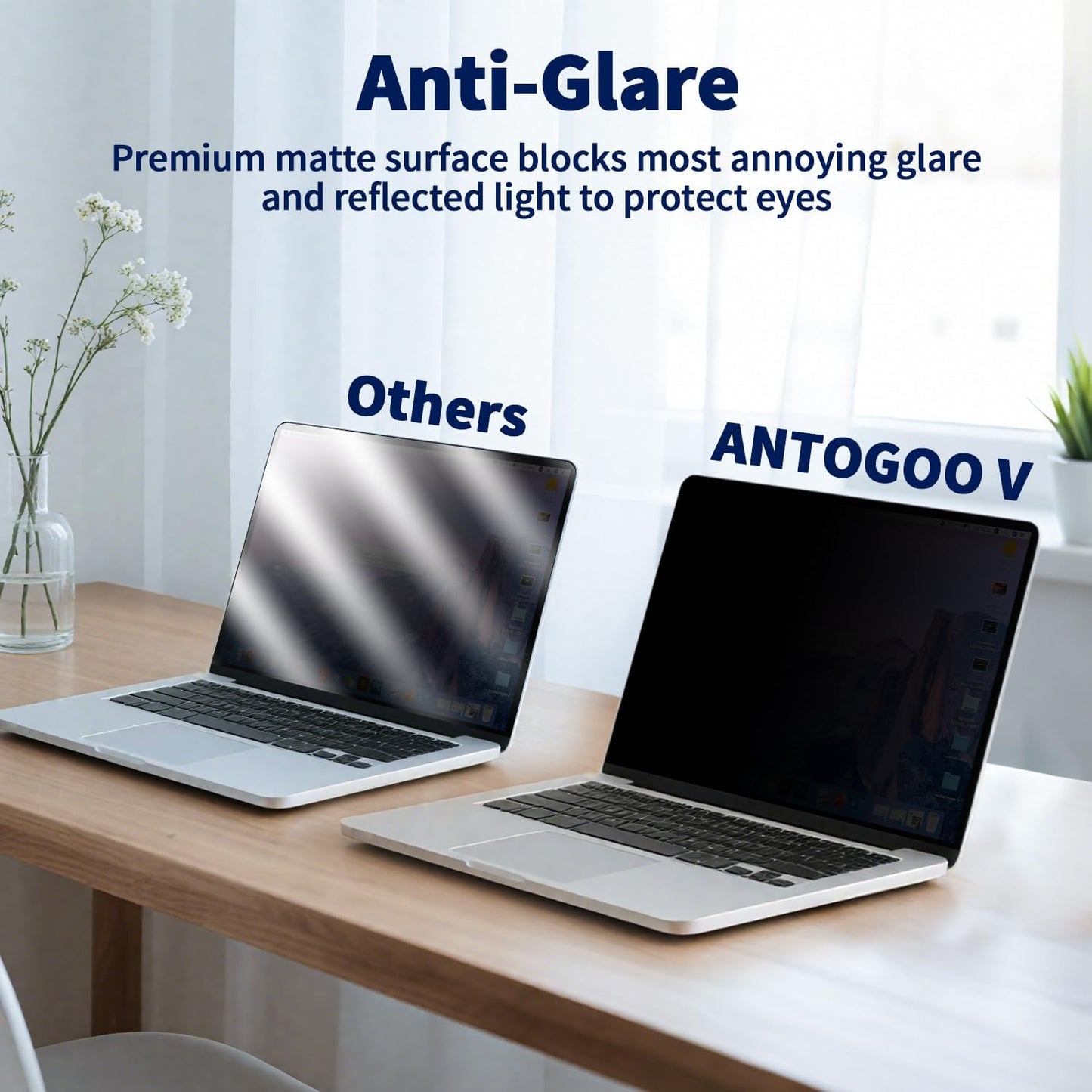 Magnetic Laptop Privacy Screen 15.6 Inch 16:9, Removable Matte Anti Glare Blue Light Filter - Computer Privacy Shield for 15.6in Laptop