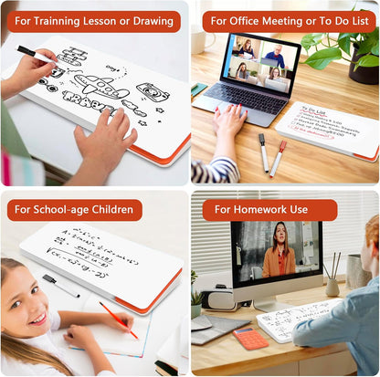 Desk Whiteboard Dry Erase Glass Desktop Whiteboard with Calculator, Desk Board with Keyboard Stand for Office or School