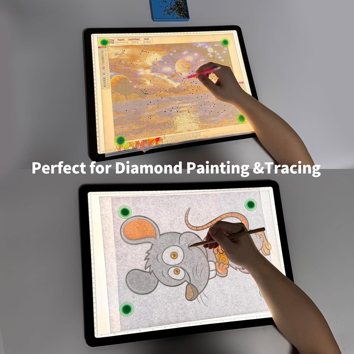 Phylosal Rechargeable A4 LED Light Pad with Built-in Stand, Magnetic Tracing Light Box for Drawing, Diamond Art Light Board with Side Button, Super Bright Light Table for Diamond Painting, Sketching