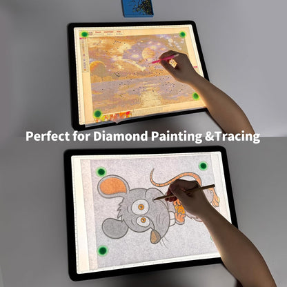 Phylosal Rechargeable A4 LED Light Pad with Built-in Stand, Magnetic Tracing Light Box for Drawing, Diamond Art Light Board with Side Button, Super Bright Light Table for Diamond Painting, Sketching