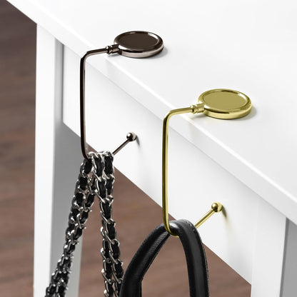 kwmobile Purse Hook for Table - Set of 2 Purse Holder - Handbag Hanger - Portable Bag Holder - Bag Hooks for Desk - Table Hook Gold