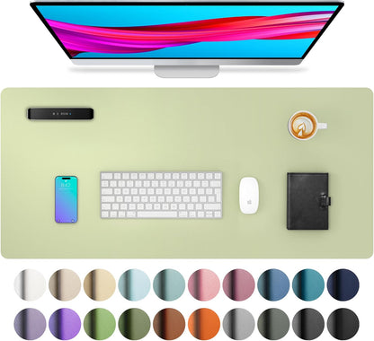 Aothia Non-Slip Waterproof PU Leather Desk Pad Protector for Mouse, Writing Desk, Office, Home, Laptop Blotter, 23.6" x 13.7", Black - Colors A