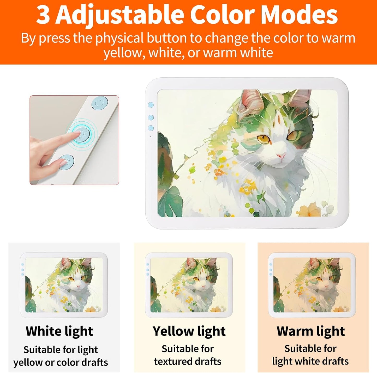 KOBAIBAN A4 Light Pad with 4 Clips, Ultra-Thin LED Light Board for Diamond Painting, Stepless Dimmable Brightness USB-C Power Light Table for Tracing, Light Box for Sketching, Drawing, Weeding Vinyl