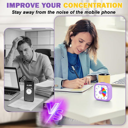 Mwellewm Visual Timer for Kids, 60 Minute Time Digital Pomodoro Timer Countdown with Silent Pause Function for Classroom Kitchen Study Cooking Meetings ADHD Rainbow Pattern(Blue)