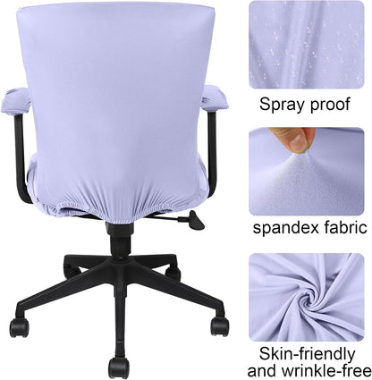 Tallew 4 Pcs Office Chair Covers Set Computer Universal Protective Stretchable Chair Seat Covers Desk Armrest Cover Pads Office Cushion Backrest for Rotating(Regular,Black)