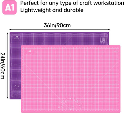 HEADLEY TOOLS 18" x 24" Thickened Self Healing Cutting Mat, A2 Rotary Cutting Sewing Mat for Crafts, Double Sided 5-Ply Table Cutting Board for Fabric Quilting Leather Arts Hobby Project, Grey/Black
