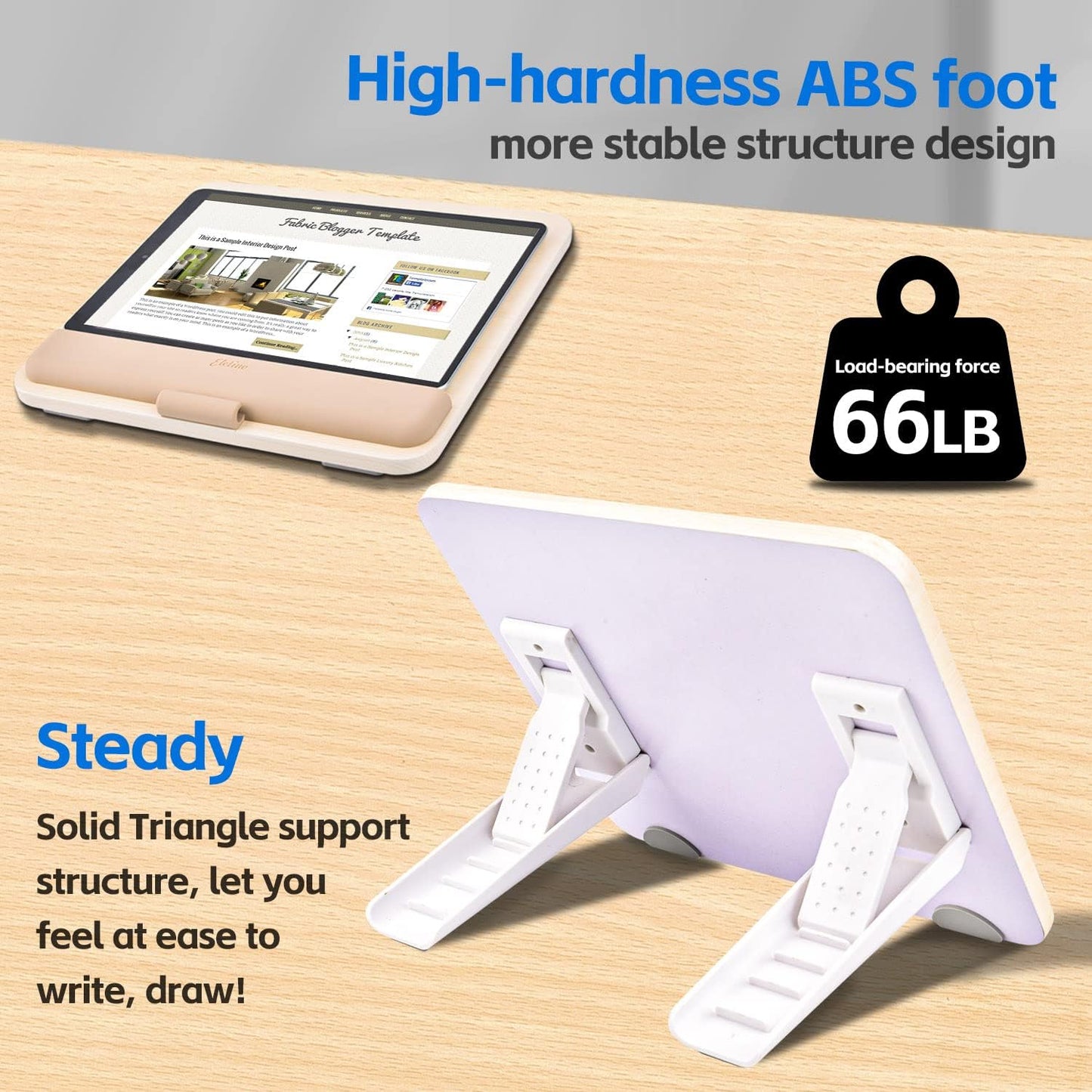 Wooden Tablet Stand for iPad Pro 12.9/11, Air, Mini, Fire HD, Samsung Galaxy Tab and More - Adjustable Portable Mount for Drawing/Desk/Writing/Watching