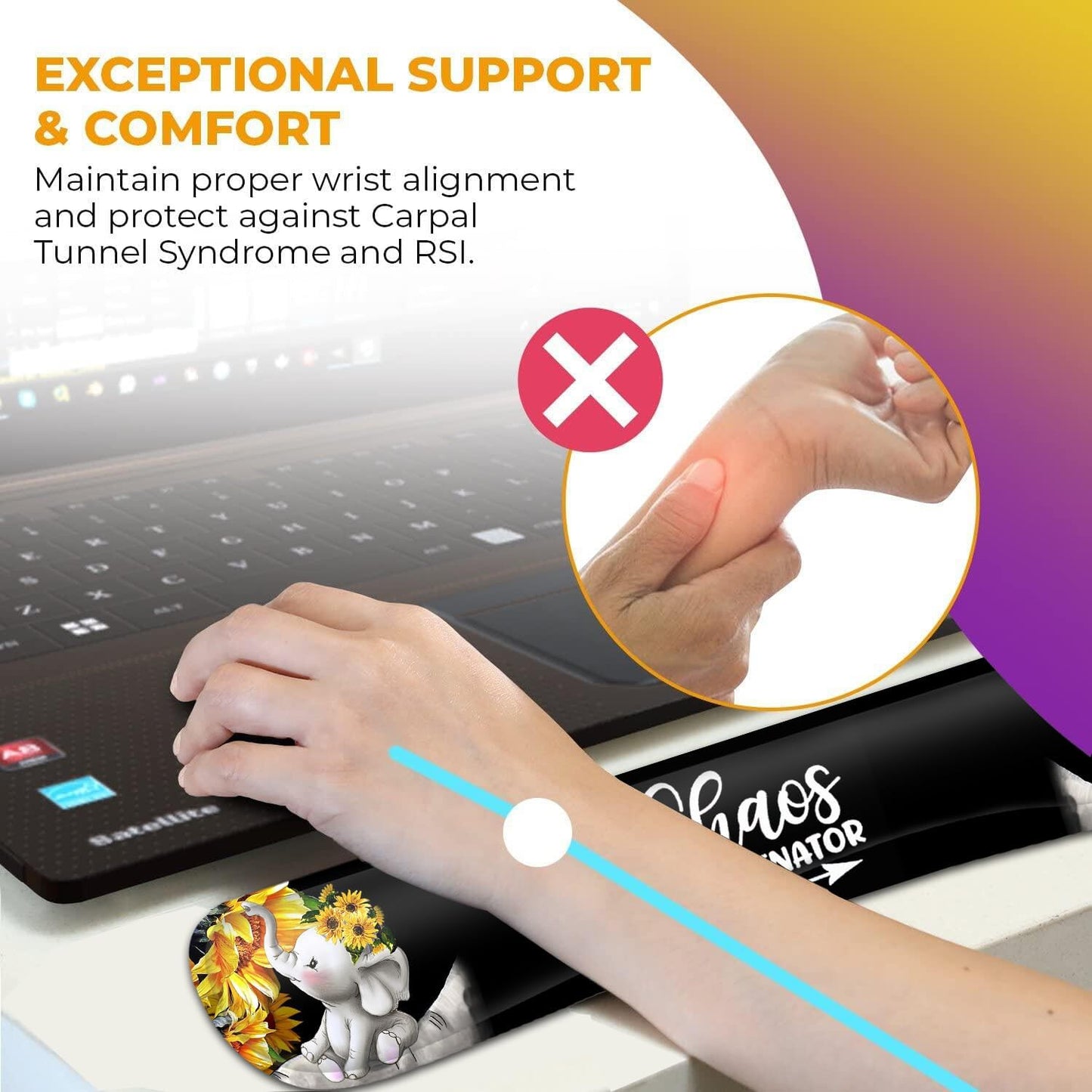 Mouse Pad with Wrist Support, Ergonomic Gel Mouse Pad Beautiful Flowers,Non-Slip Durable, Memory Foam Keyboard Wrist Rest, Suitable for Office Typing Games, Pink Hyacinths on Wood Panel