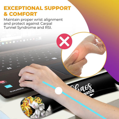 Mouse Pad with Wrist Support, Ergonomic Gel Mouse Pad Beautiful Flowers,Non-Slip Durable, Memory Foam Keyboard Wrist Rest, Suitable for Office Typing Games, Pink Hyacinths on Wood Panel