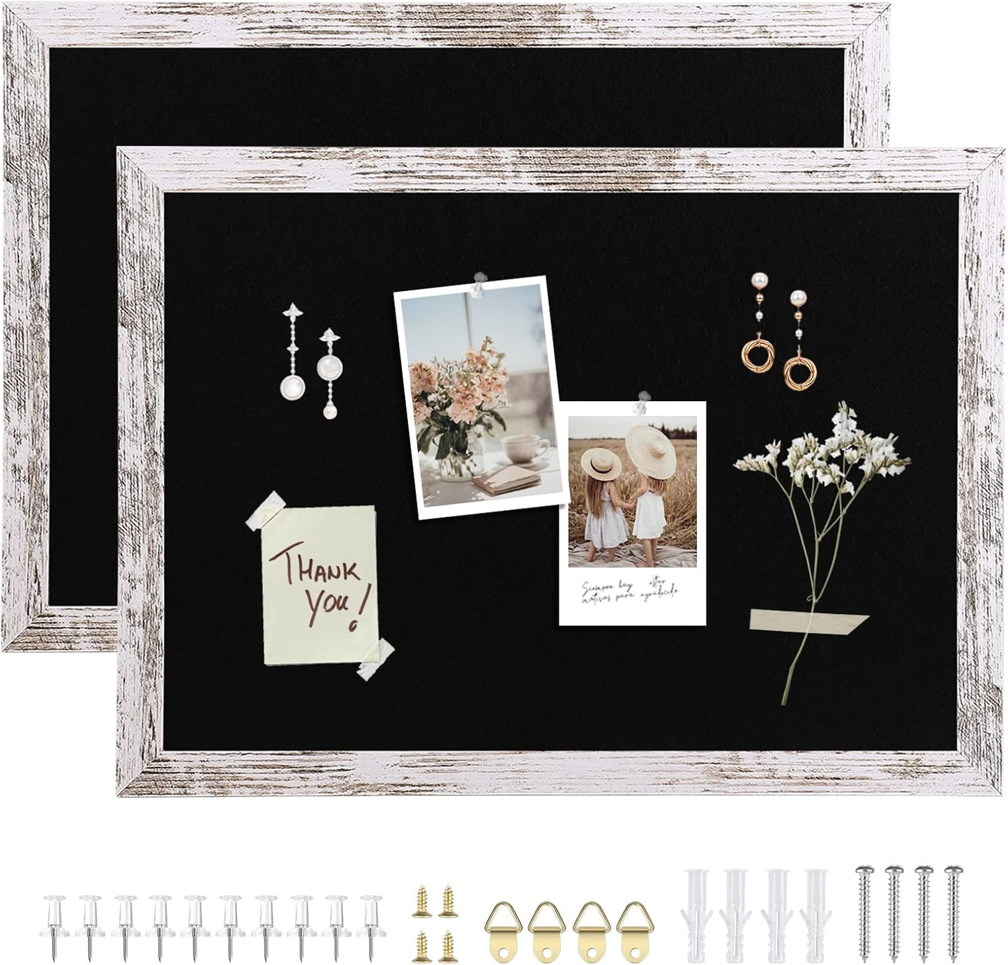 Cork Board Bulletin Board, 11.8x8.6 inches Mini Decorative Hanging Framed Cork Boards for Walls, Pin Board Vision Board for School Home Office, Bulletin Board with Wooden Frame(2230,WH,1p)