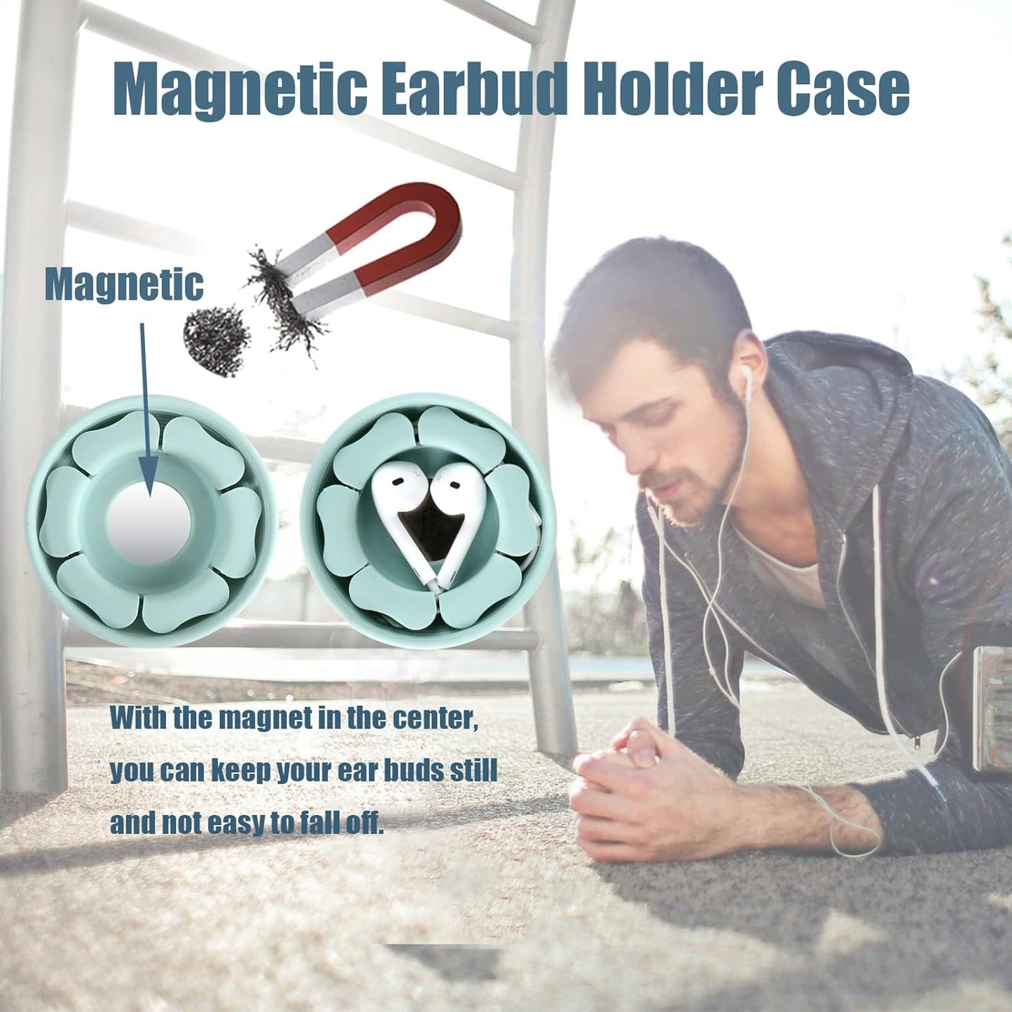 MAIRUI Wired Earbud Case Earphone Headphone Cord Organizer Earbuds Wrap Soft Silicone Magnetic Holder Storage Tangle Free Cable Winder(Red)