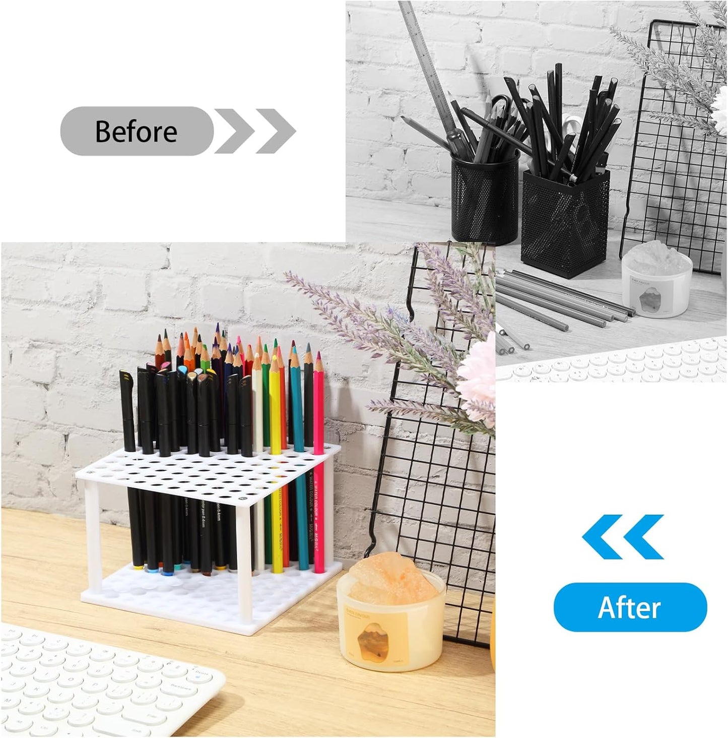 Outus 96 Holes Pencil Brush Holder Acrylic Paintbrush Holders Desk Organizer Stand Holder for Pencil Pen Paint Brushes Modeling Tool Office Art Supplies(Clear)