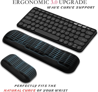 UnivoColors Ergonomic Mouse Wrist Rest,Latest 3.0 Wave Curve Design,High-Resilience Memory Foam Non-Slip Base,Reduces Wrist Fatigue,Ideal for Office Gaming & Long Hours of Use(Black)