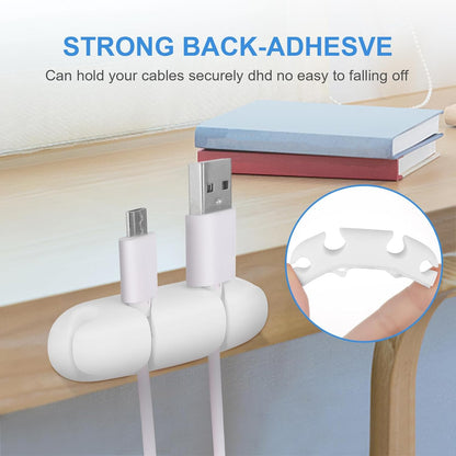 WLLHYF Cable Clips 3PCS Cord Wire Organizer Cable Management Holders 4 Hole Silicone Cable Harness USB Charging Accessory Cable Holder for Office and Home Desk (Pink)