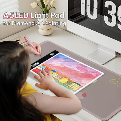 Mlife A2 LED Light Pad for Diamond Art Painting Light Board with 3 Brightness, Tracing Light Board with USB Cable & 4 Fasten Clips for Sketching, Animation, Drawing, Diamond Art Painting Supplies