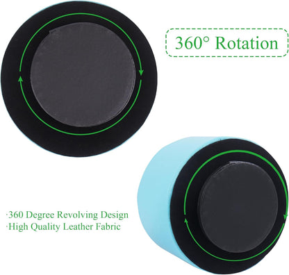 Round Leather Art Supply Organizer,Remote Control Holder,360 Degree Rotating,Multi-Functional Pencil Holder,4 Compartments Desktop Stationary Organizer(1-Fractal Flower) | Round - Colors A