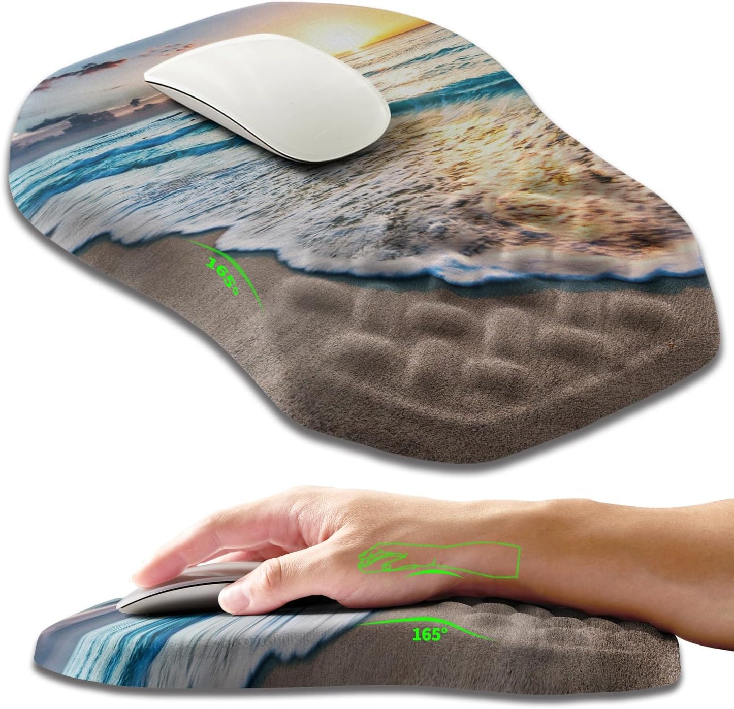 Ergonomic Slope Mouse Pad Wrist Support, Wrist Rest Mousepad for Carpal Tunnel Pain Relief with Massage Bulge and Slow Rebound Memory Foam (12x8 inch, Black)