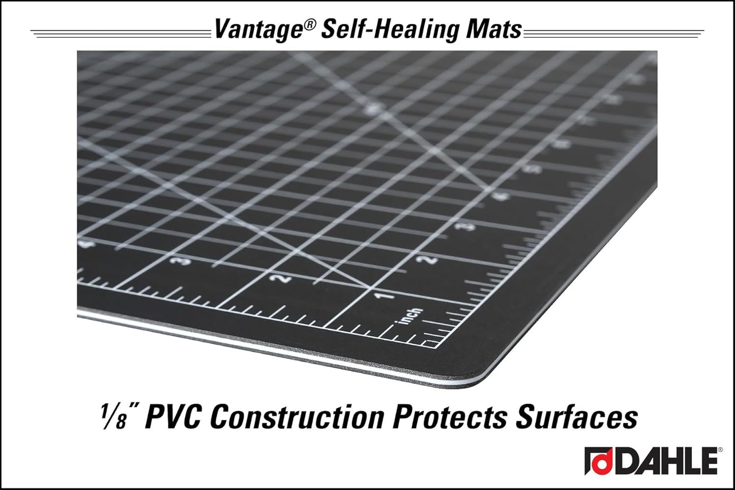 Dahle Vantage 10670 Premium Self-Healing Cutting Mat, 9"x12", 1/2" Grid, 5 Layers for Max Healing, Perfect for Crafts & Sewing, Black