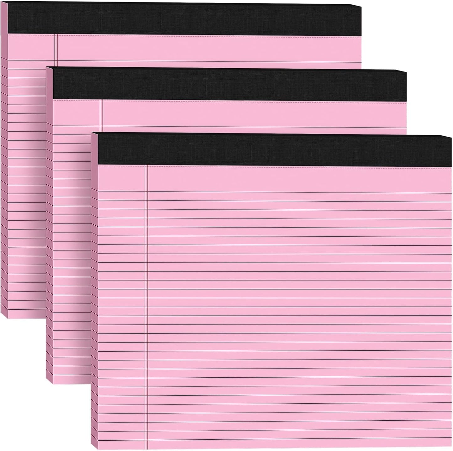 5 Pack Wide Legal Pads 11" x 9.5" Landscape Pink Purple Blue Green Yellow College Ruled Note Pad Narrow Ruled 30 Sheets per Notepad Perforated Writing Paper Thick Backboard Horizontal Pads of Paper