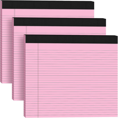 5 Pack Wide Legal Pads 11" x 9.5" Landscape Pink Purple Blue Green Yellow College Ruled Note Pad Narrow Ruled 30 Sheets per Notepad Perforated Writing Paper Thick Backboard Horizontal Pads of Paper