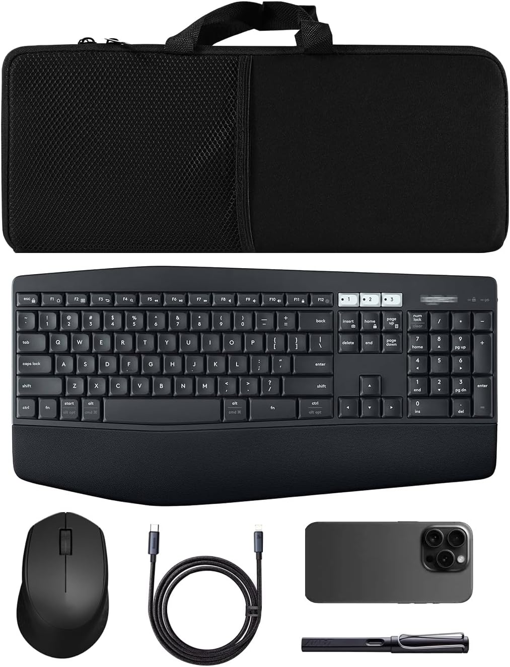 Portable Keyboard Bag Laptop Keyboard Sleeve Shockproof Dustproof Neoprene Case for Logitech MK345/MK850/ for Lovaky 2.4G Ergonomic Performance Wireless Keyboard Mouse Combo