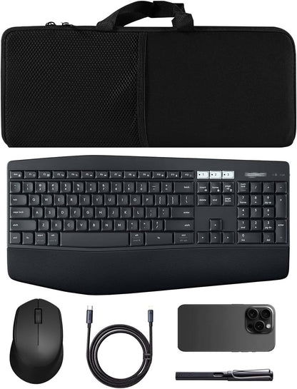 Portable Keyboard Bag Laptop Keyboard Sleeve Shockproof Dustproof Neoprene Case for Logitech MK345/MK850/ for Lovaky 2.4G Ergonomic Performance Wireless Keyboard Mouse Combo