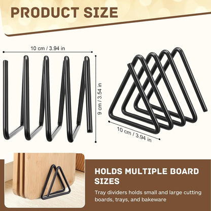 Suclain Cutting Board Organizer, Triangle Cutting Board Rack Black Metal Chopping Sheet Holder, Pots Pan Lids Cookie Sheet Organizer for Cabinet Countertop Shelf, 3.94 x 3.94 x 3.54 in
