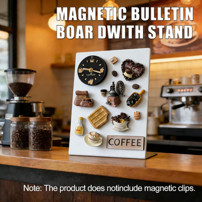 Magnet Board 7.87 x5.31 x 3.93 Stand Mini White Metal Tabletop Memo Standing Magnetic Board for Desk - Magnetic Display for Back to School Menu Table， Photos，Memos (White*2, 20 * 13.5 * 10cm)