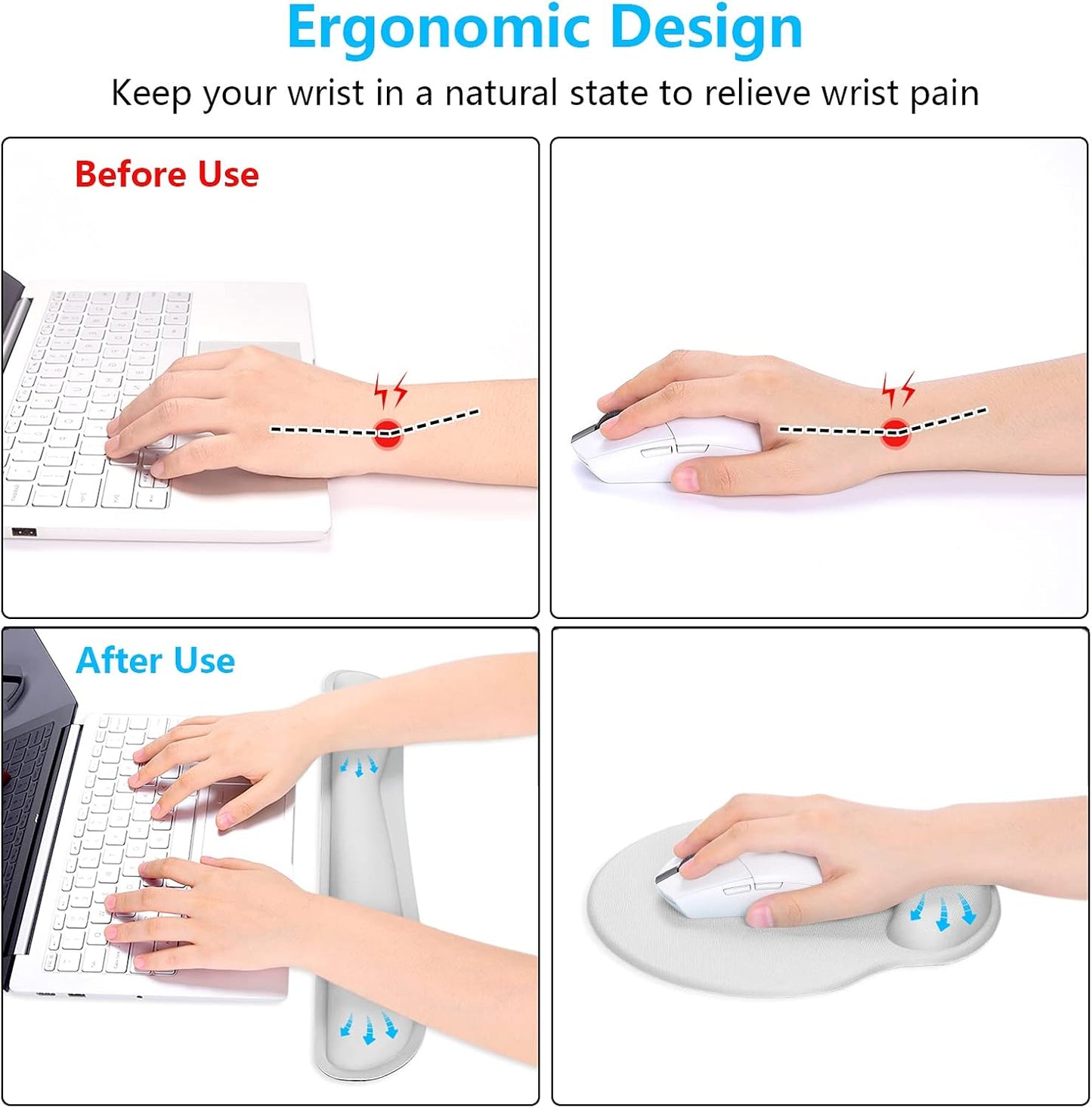 Dapesuom Keyboard Wrist Rest and Mouse Pad with Wrist Support, Cute Memory Foam Cushion for Keyboard and Mouse Set, Ergonomic Desktop Pad Rests with Non Slip Base for Easy Typing & Pain Relief, Pink