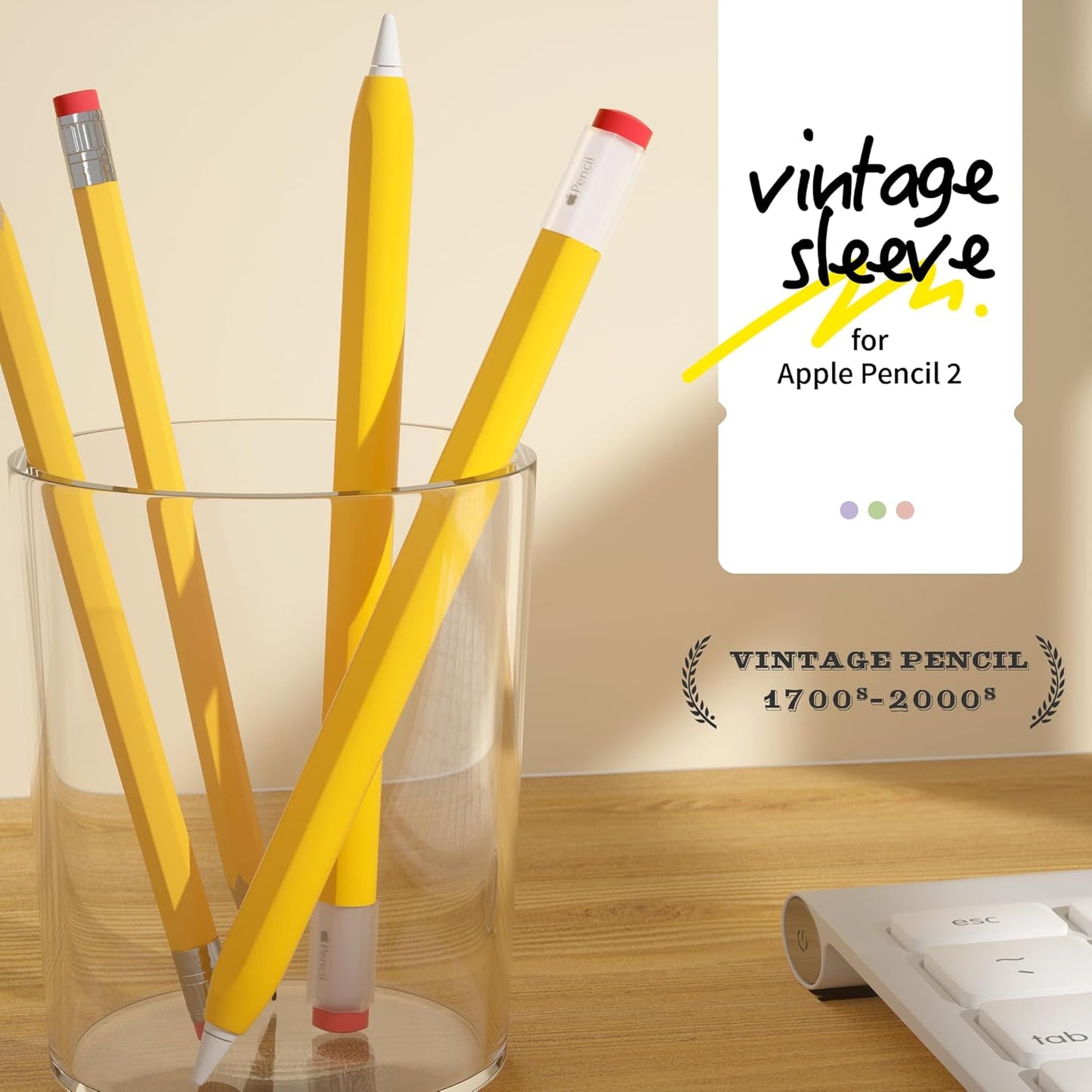 ELETIUO Silicone Case Compatible with Apple Pencil 2nd Generaion&Apple Pencil Pro Cover,Protective Holder Grip Sleeve with Cap Accessories Compatible with iPad Pro 11 12.9 inch,Yellow