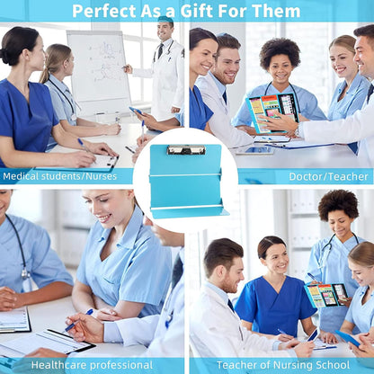 Foldable Nursing Clipboard with Storage - Portable & Compact Medical Clipboard for Nurses, Doctors, and Students - Includes Medical Reference Cheat Sheets and Pen Holder(Purple)