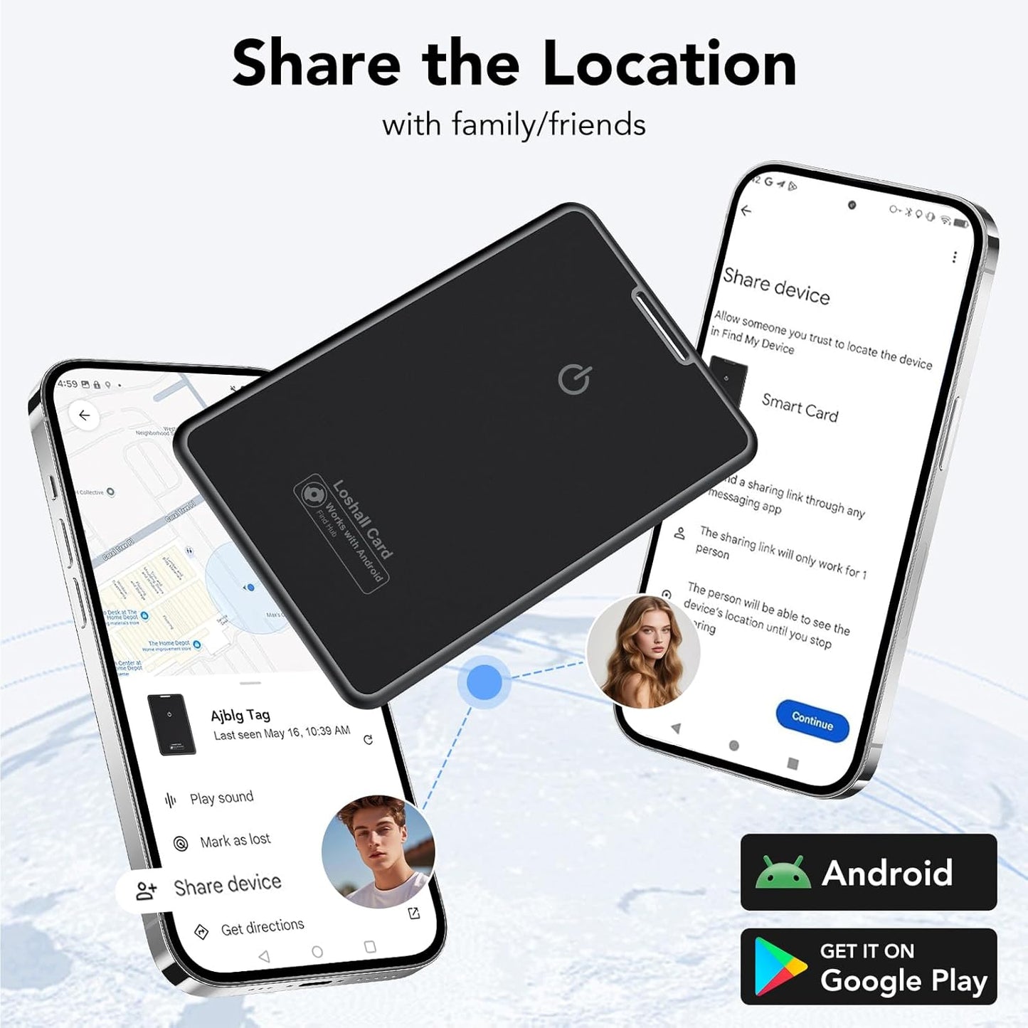 2 Pack Wallet Tracker Card for Android Bluetooth Tracker Work with Google Find Hub(Android Only), IP68 Waterproof, Item Finder for Bags, Keys, Passport