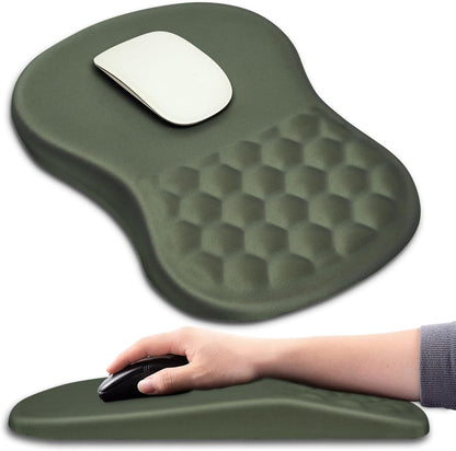 Hokafenle Ergonomic Mouse Pad Wrist Support with Massage Design, Wrist Rest Pain Relief Mousepad with Memory Foam&Non-Slip PU Base, Mouse Pads for Wireless Mouse & Desk (12x8 inch,Black)