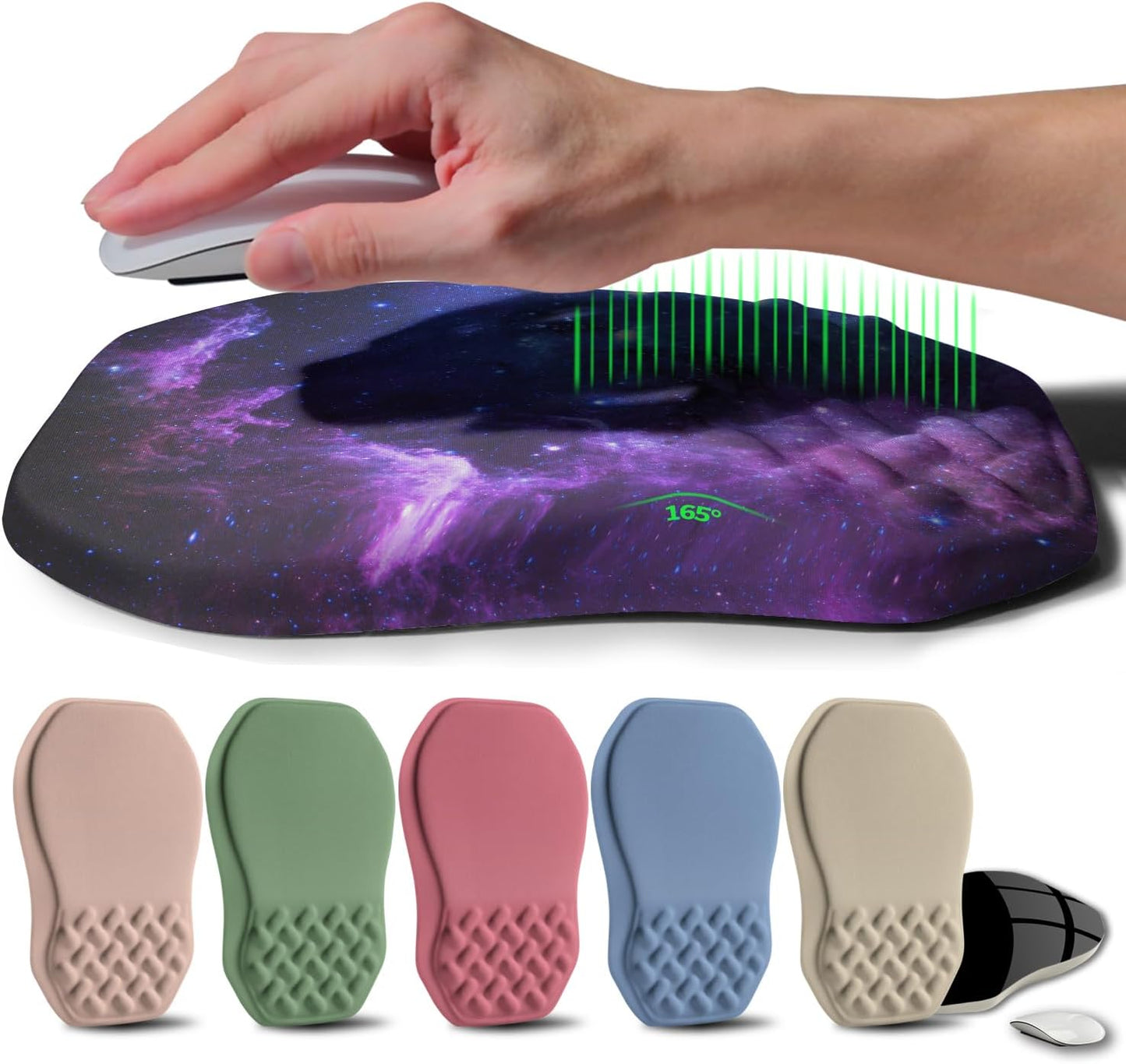 Ergonomic Raised Mouse Pad Wrist Support with Bilateral Slope Memory Foam Mousepad for Wrist Rest and Carpal Tunnel Pain Relief 11.8x7.9〃 Black