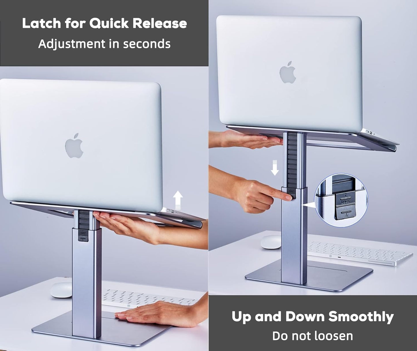 Laptop Stand for Desk, Ergonomic Sitting and Standing Laptop Riser for Notebook MacBook 11-17 Inches，DJ Laptop Stand Adjustable Height from 7-15 Inches Aluminum(Black)