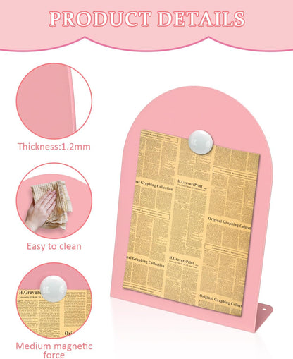 Magnet Board - Pink, 7.1 x 9.8 x 2.4 in, Standing Magnetic Board for Desk, Magnetic Display for Memos, Photos & Documents, Bulletin Board for Home Office School Kitchen Table Supplies(PK-GX1825-1P)