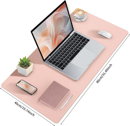 Bloss Leather Desk Pad and Keyboard Wrist Rest, Large Mouse Pad + Keyboard Pad+Mouse Wrist Support, Non-Slip Desk Mat Protector for Office, Home(31.5×15.7 Inches,Beige) - Colors A