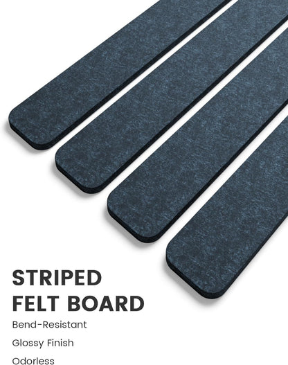 Fluxynara Cork Board Alternative Felt Strip Board 8-Pack 13"x2", Office Pin Board with 50 Push Pins, Adhesive Install for Bedroom Door & Home Office(Linen Dusk)