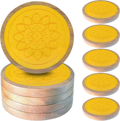 Wood Coasters for Drinks, Minacun Absorbent Coaster Sets of 5, Drinks Coasters for Coffee Tabletop Protection, Non-Slip, Non-Stick, Suitable for Kinds of Cups Wooden Table Drink, 4.3 Inches Black