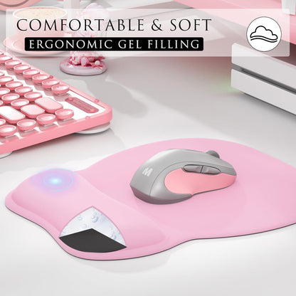 MROCO Ergonomic Mouse Pad with Gel Wrist Rest, Smooth Wrist Support Surface, Non-Slip PU Base for Pain Relief, Comfortable Mousepad for Computer, Laptop, Office & Home, 9.4 x 8.1 in, Black