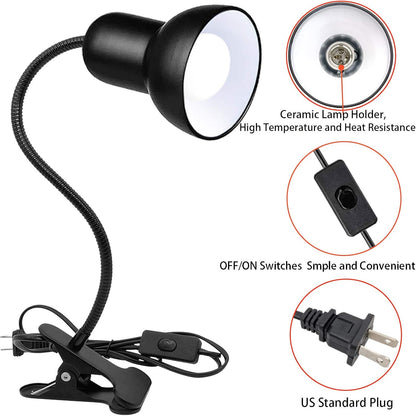 Desk Lamp, 360 Rotation Clip On Reading Light - Gooseneck Lamp with Cable, Portable Clamp Light for Bedroom, Office, Home Lighting