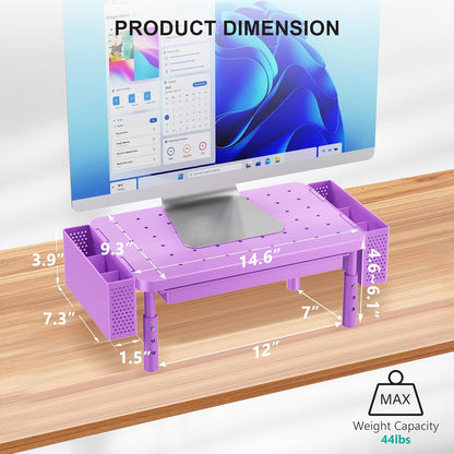WALI Computer Monitor Stand for Desk, Adjustable Laptop Riser, Desk Monitor Stand Underneath Storage for Office, Home, School Supplies (STT003), 1 Pack, Black