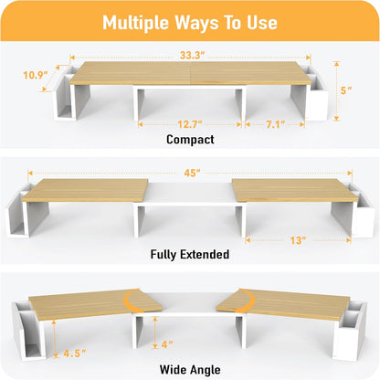 Simple Houseware Desk Dual Monitor Stand Riser with Drawer, Rustic Brown
