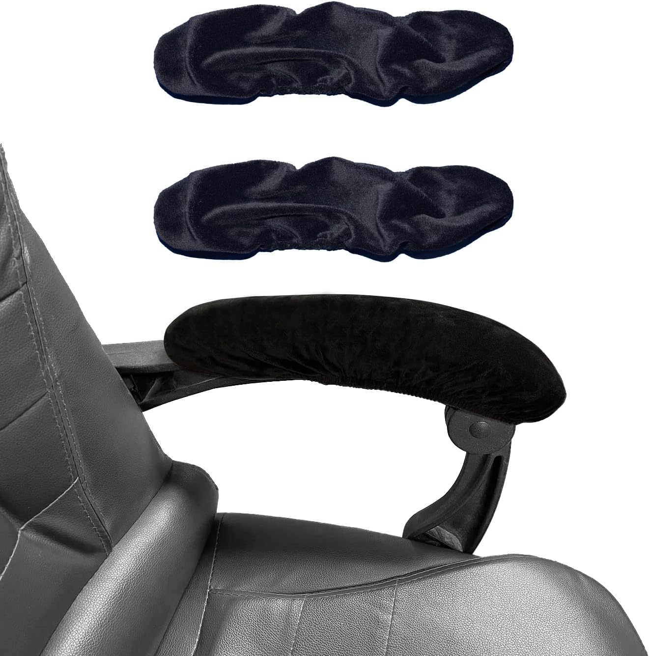 Office Chair Arm Rest Cover Velvet Office Chair Armrest Covers Stretchable Removable Armrest Protectors for Desk Chairs Computer Chair Gaming(Office Chair Arm Covers 2Pcs, Black)