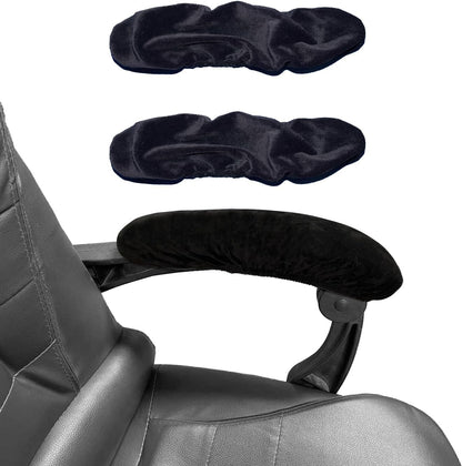 Office Chair Arm Rest Cover Velvet Office Chair Armrest Covers Stretchable Removable Armrest Protectors for Desk Chairs Computer Chair Gaming(Office Chair Arm Covers 2Pcs, Black)
